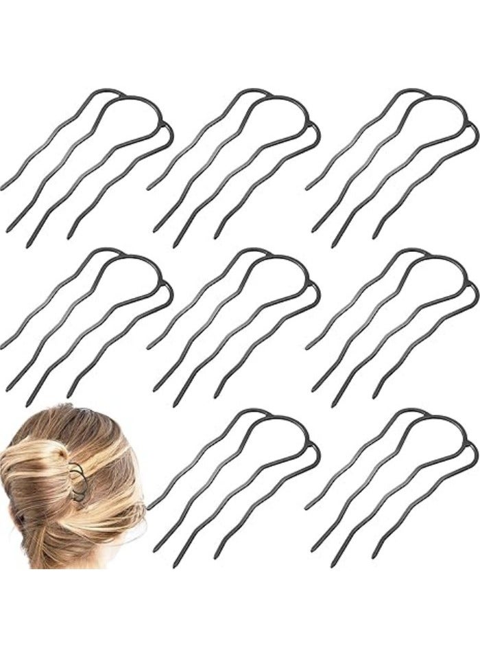 8 Pieces Side Combs, Metal Fork Clip Pins for Buns, 4 Prong Updo U-Shape Sticks for Women Hair Styling Tool Accessories  - Image 1