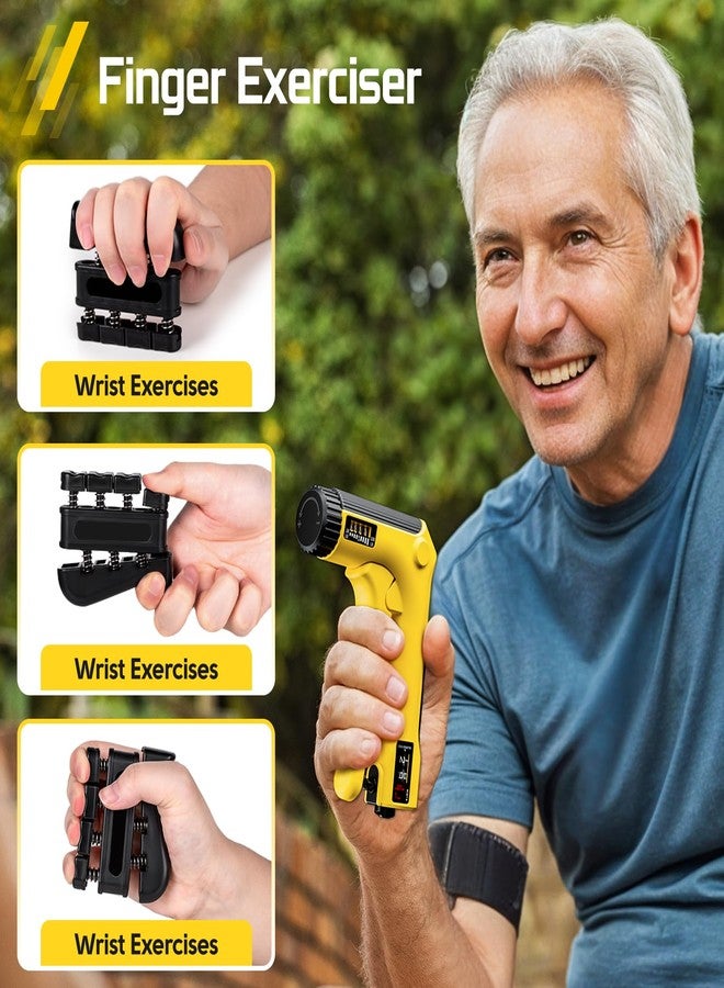 Enaud Hand Grip Strength Trainer Kit - Hand Gripper Strengthener 6 Pack with 2 Adjustable Resistance with 2 Finger Stretchers Finger Exerciser Forearm Workout Ring Exercise Equipment Yellow and Black - Image 3