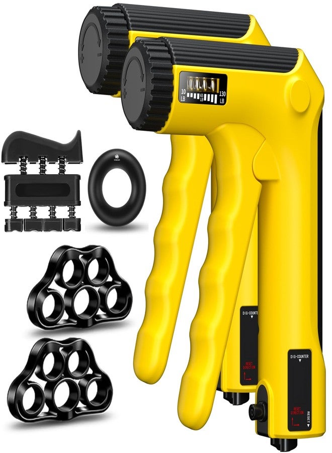 Enaud Hand Grip Strength Trainer Kit - Hand Gripper Strengthener 6 Pack with 2 Adjustable Resistance with 2 Finger Stretchers Finger Exerciser Forearm Workout Ring Exercise Equipment Yellow and Black - Image 1