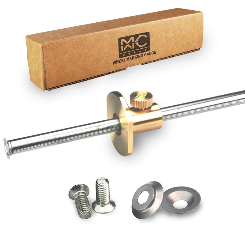 Wheel Marking Gauge Kit with 2 Extra Cutter Wheels and Screws Small Anti Roll Brass Head Metric Micro Adjuster Ruler Woodworking Tools Scriber for Woodworking