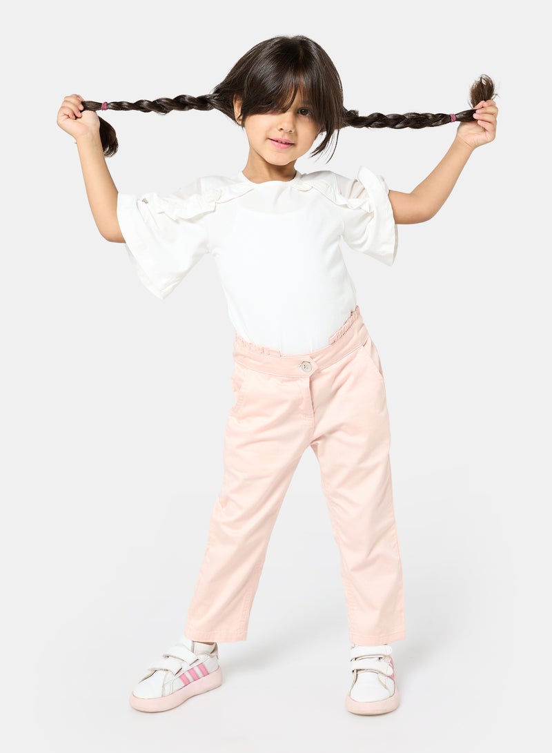 Panco Girls STARS Gabardine Trousers with Gather Detail at Waist - Image 4