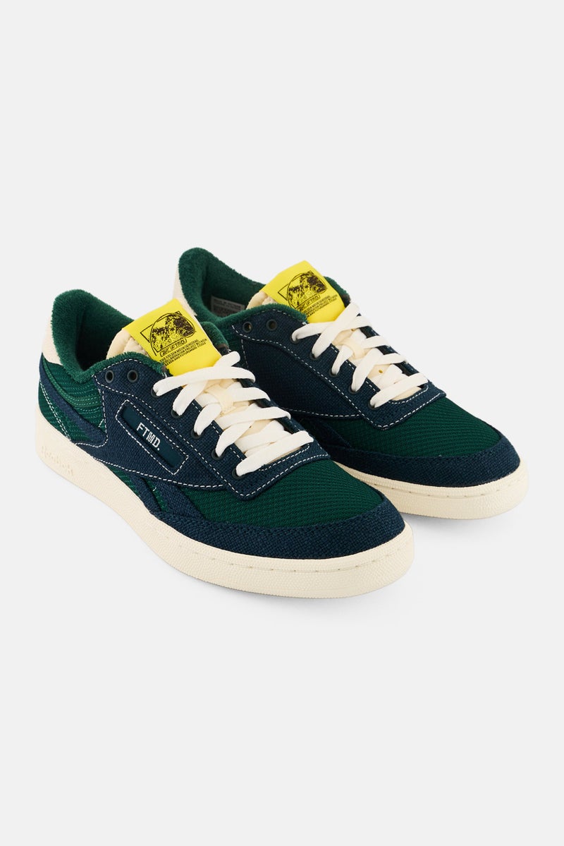 Reebok Men Club C Revenge Vintage Lace Up Tennis Shoes, Green/Navy  - Image 1