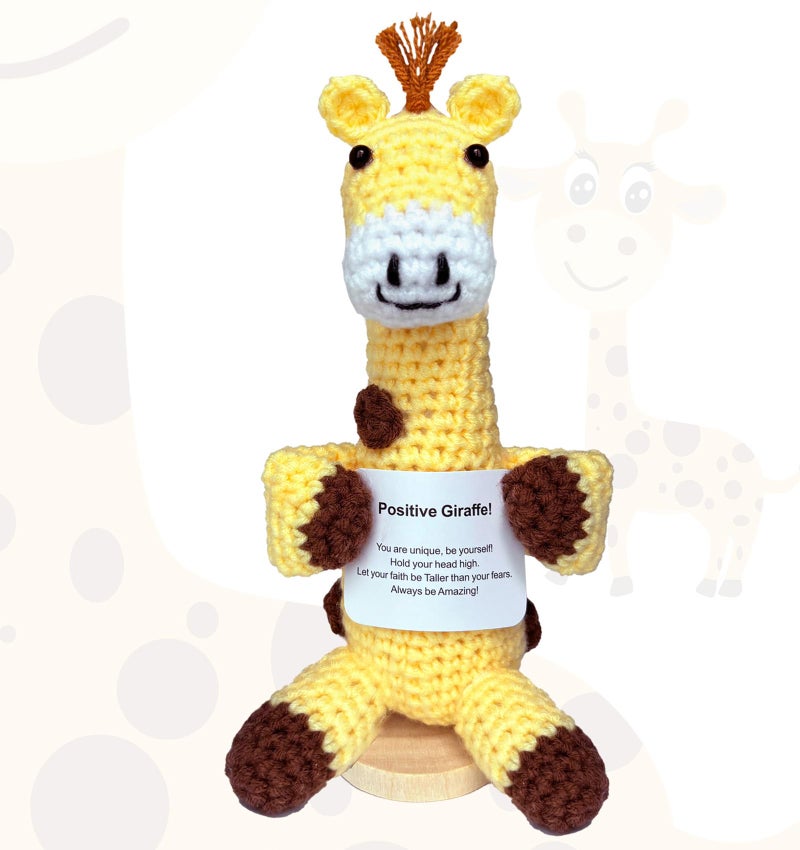 utosday Positive Crochet Animals Giraffe Birthday for Women Friend Handmade Emotional Support Crochet Giraffe Doll for Stocking Stuffers Home Decor - Image 2