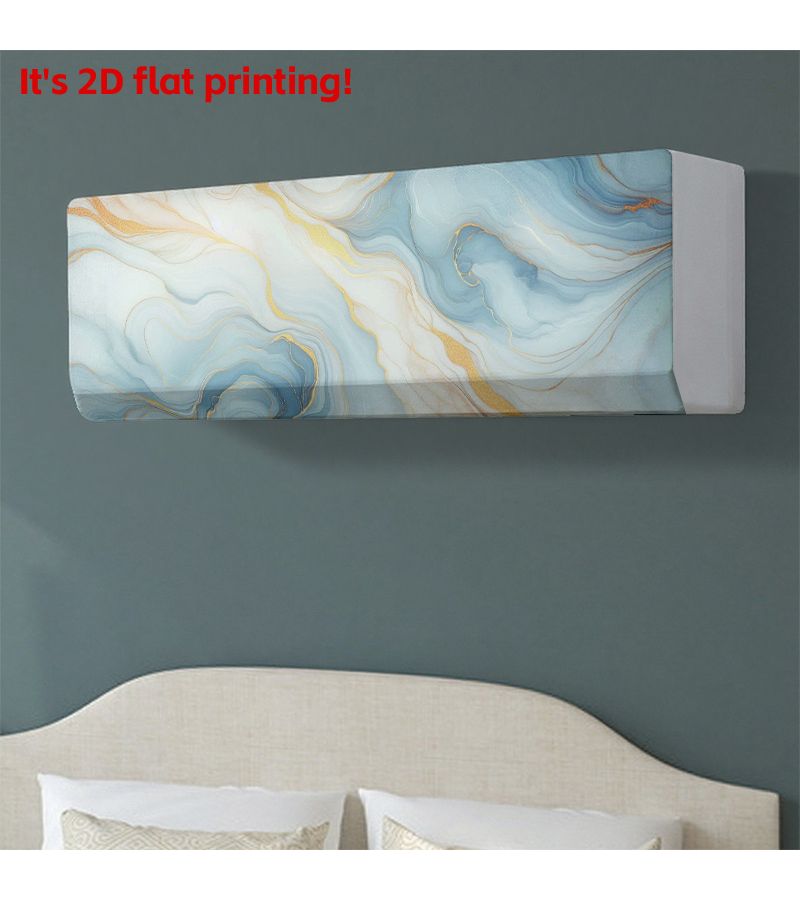 1pc Luxury Abstract Blue White Golden Fluid Wave Print Air Conditioner Cover Hanging Ac Protector Elastic Edges Easy Installation Modern Home Decor For Apartments Dorms 9 06x11 81x33 86inch - Image 5