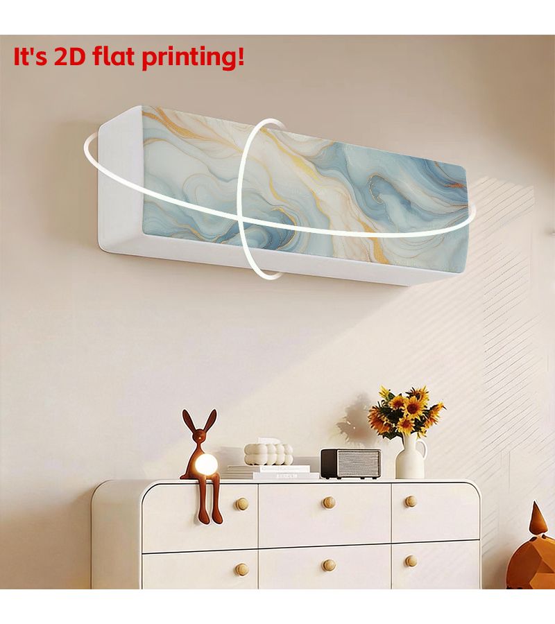 1pc Luxury Abstract Blue White Golden Fluid Wave Print Air Conditioner Cover Hanging Ac Protector Elastic Edges Easy Installation Modern Home Decor For Apartments Dorms 9 06x11 81x33 86inch - Image 2