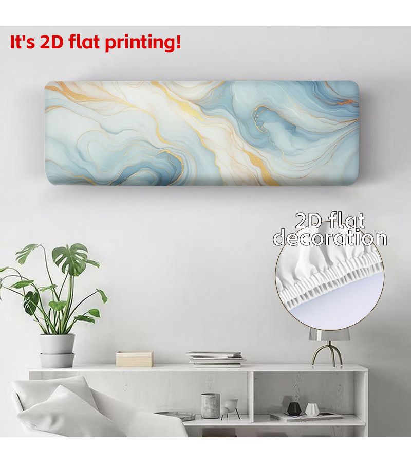 1pc Luxury Abstract Blue White Golden Fluid Wave Print Air Conditioner Cover Hanging Ac Protector Elastic Edges Easy Installation Modern Home Decor For Apartments Dorms 9 06x11 81x33 86inch - Image 4
