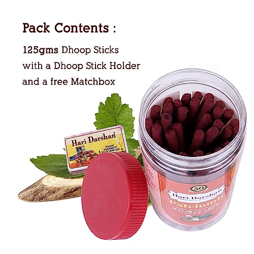 Hari Darshan Patchouli Incense Sticks - Natural Dhoop Sticks for Puja & Meditation | Herbal Fragrance & Long Lasting Incense | Bamboo Free Dhoop Batti with Holder | Pack of 3 (125g Each) - Image 2