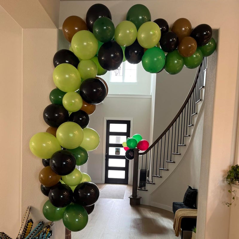 Paeyeq Green Brown Balloons, 60 Pcs 12 Inch Dark Green Black Confetti Balloons for Boys Men Kids Video Game Theme Jungle Safari Baby Shower Woodland Hunting Graduation Camo Birthday Army Party Decorations - Image 3