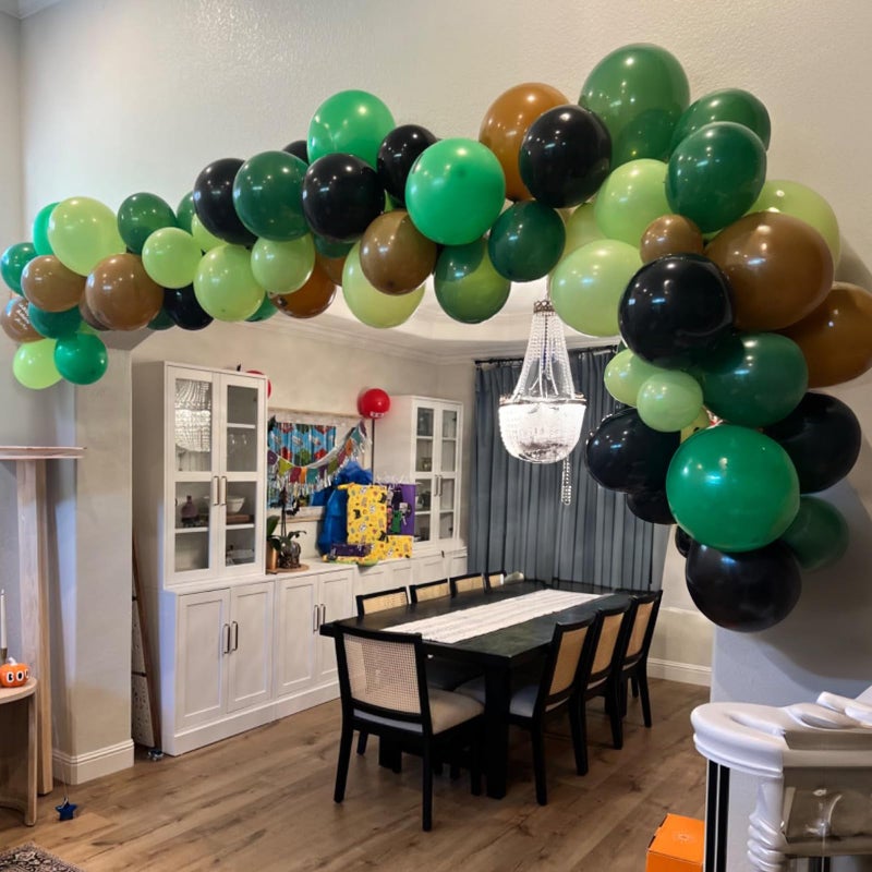 Paeyeq Green Brown Balloons, 60 Pcs 12 Inch Dark Green Black Confetti Balloons for Boys Men Kids Video Game Theme Jungle Safari Baby Shower Woodland Hunting Graduation Camo Birthday Army Party Decorations - Image 4