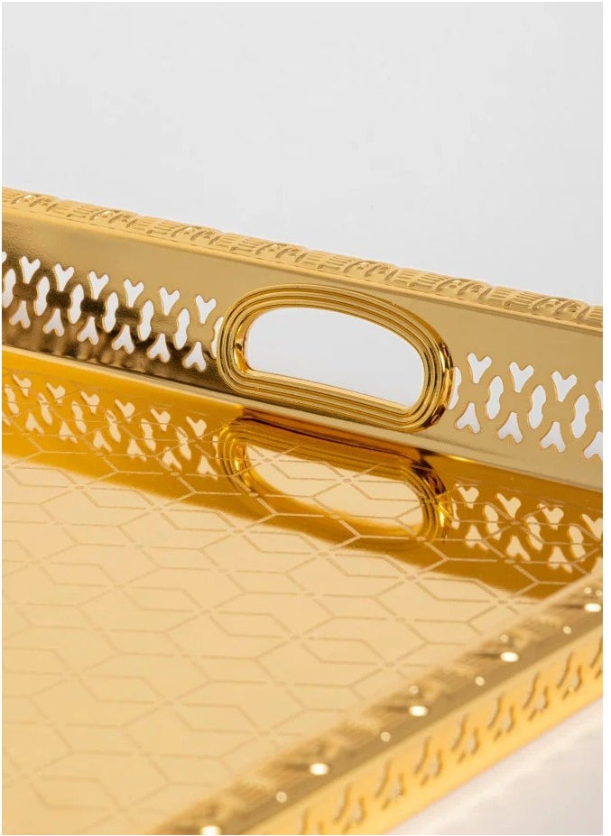 Binshihon Bin shihon steel Tray set 3 pcs with golden design  - Image 2