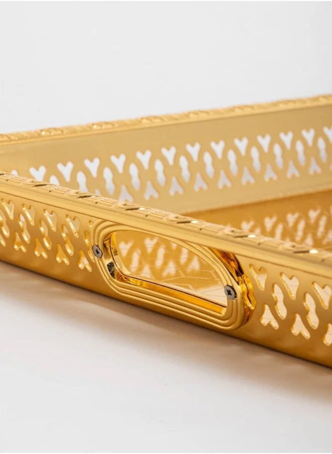 Binshihon Bin shihon steel Tray set 3 pcs with golden design  - Image 4