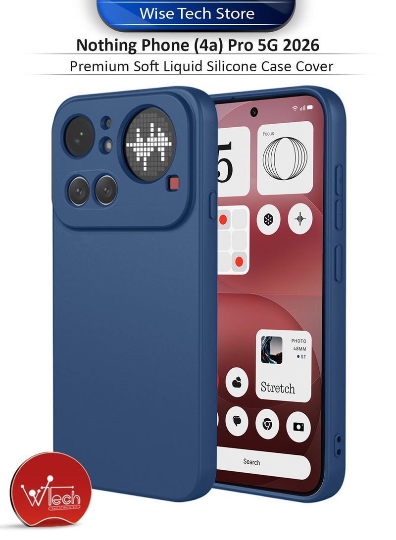Wtech Nothing Phone (4a) Pro 5G 2026 Premium Soft Liquid Silicone Case Cover (MCRPSN) - Navy Blue & Nothing Phone (4a) Pro 5G 2026 Premium E2E Series Full Glue Full Cover Tempered Glass Screen Protector (MSGECN) - Clear/Black Bundle - Image 2