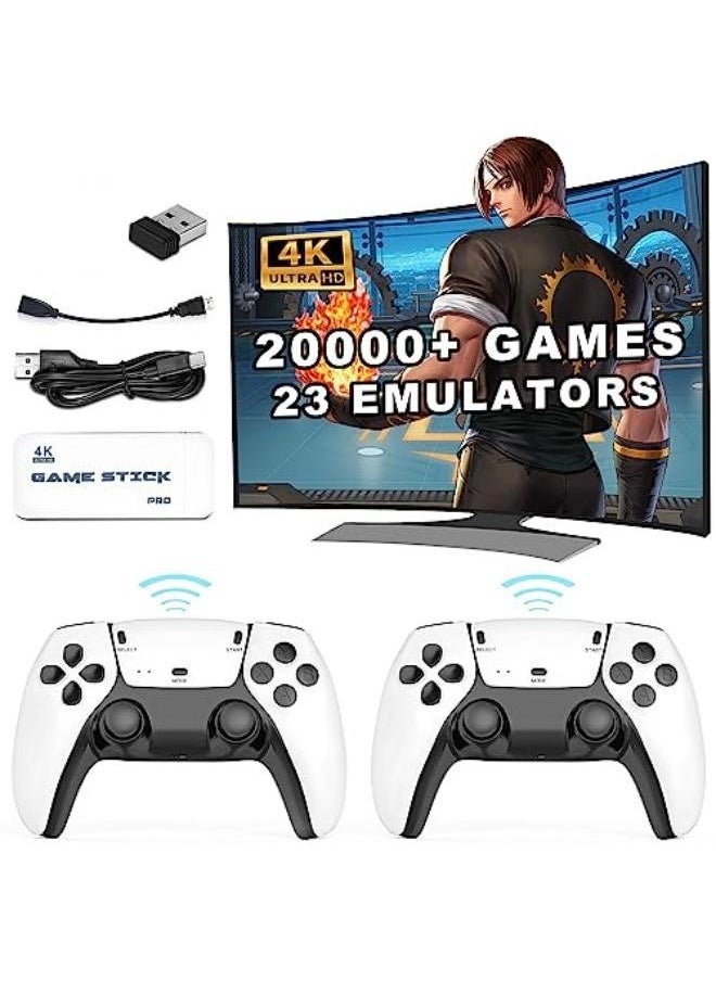 Plynox Wireless Retro Game Console, Plug and Play Video Game Stick, Dual 2.4G Wireless Video Game Consoles 4K HDMI Output Support up to 129GB(White)  - Image 1