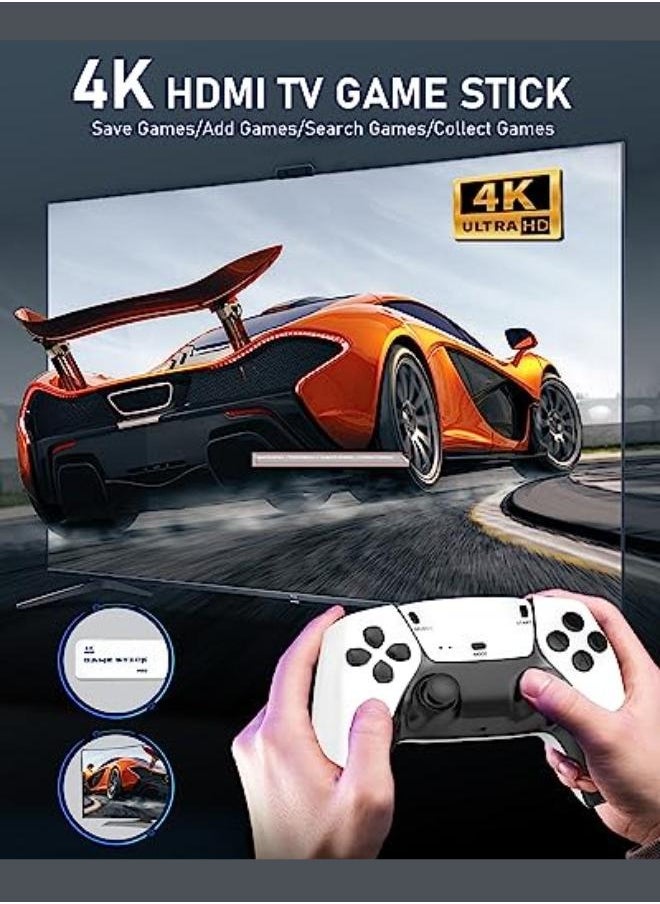 Plynox Wireless Retro Game Console, Plug and Play Video Game Stick, Dual 2.4G Wireless Video Game Consoles 4K HDMI Output Support up to 129GB(White)  - Image 2