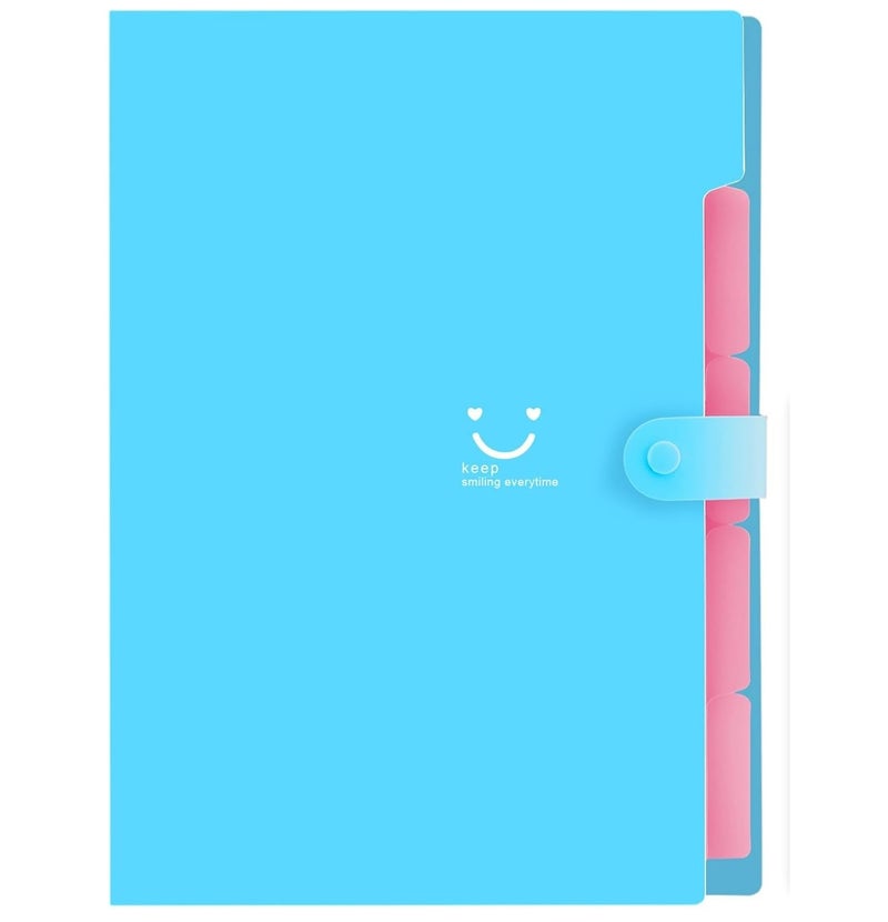 Corslet Expanding File Folder, 5 Pockets Accordion A4 Letter Size Paper Receipt Document Document Organizer Bag Accordian Filing Folder for Classroom, Home Office and Travel File Folders for Documents - Image 1
