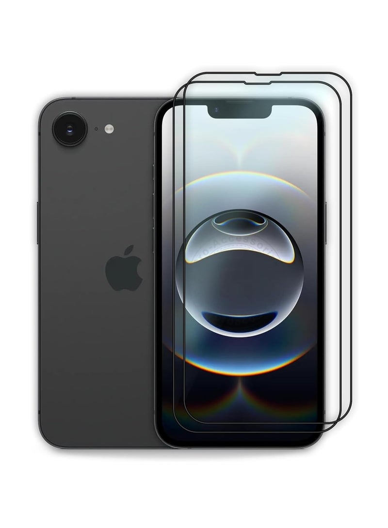 Iphone 16E Screen Protector Full Glue Bubble Free Anti-Scratch Anti-Fingerprint 9H Hardness 3D Curved Edge Tempered Glass Screen Protector for Iphone 16e 5D Black 2Pack - Image 1