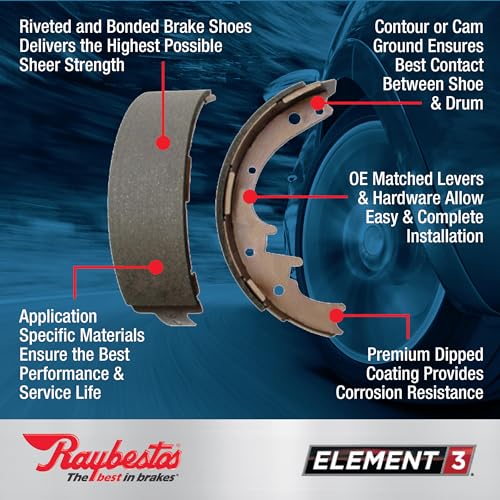 Raybestos Element3 Automotive Replacement Rear Parking Brake Shoes Set for Select Chevrolet, Dodge, GMC (771PG) - Image 2