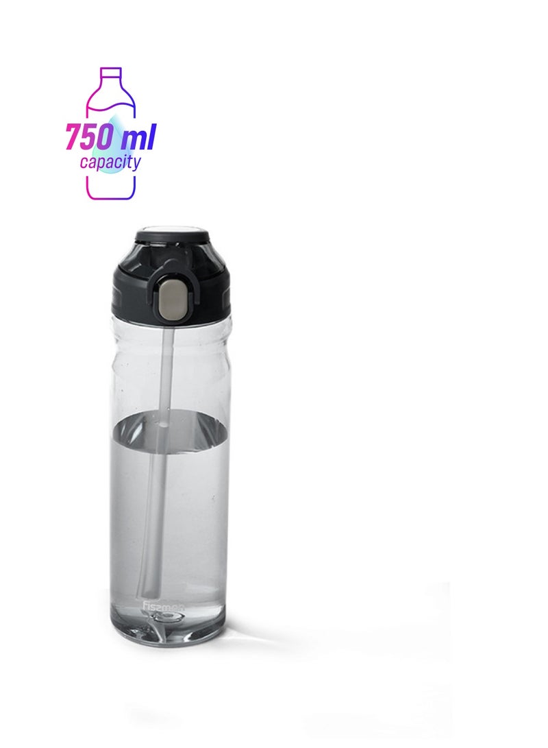 Fissman زجاجة ماء بلاستيكية 750 مل للأطفال خالية من BPA سوداء