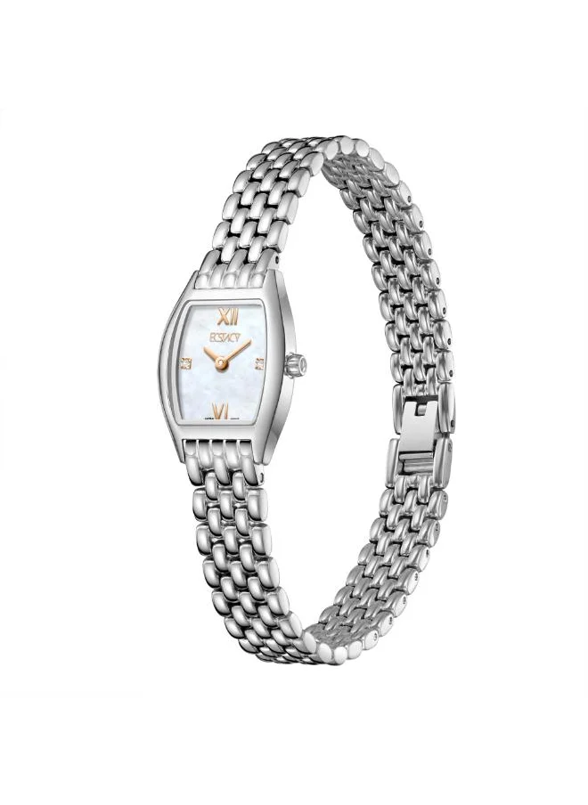 ECSTACY Women's Analog Display Watch With Silver Stainless Steel Strap - E25501-SBSMK