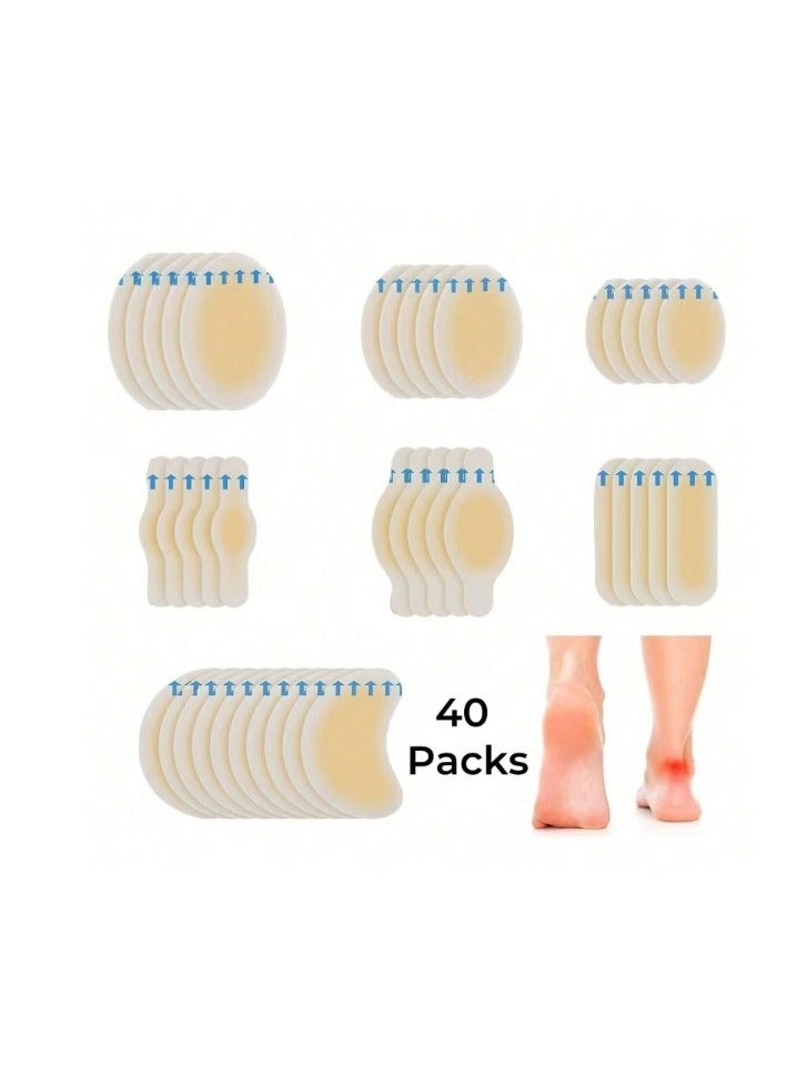40 PCS Gel Heel Blister Patch Adhesive Waterproof Hydrocolloid Heel Protector, Heel protection pads,  for Foot Toe Heel Blister Recovery and Prevention Guard Skin Rubbing - Image 1