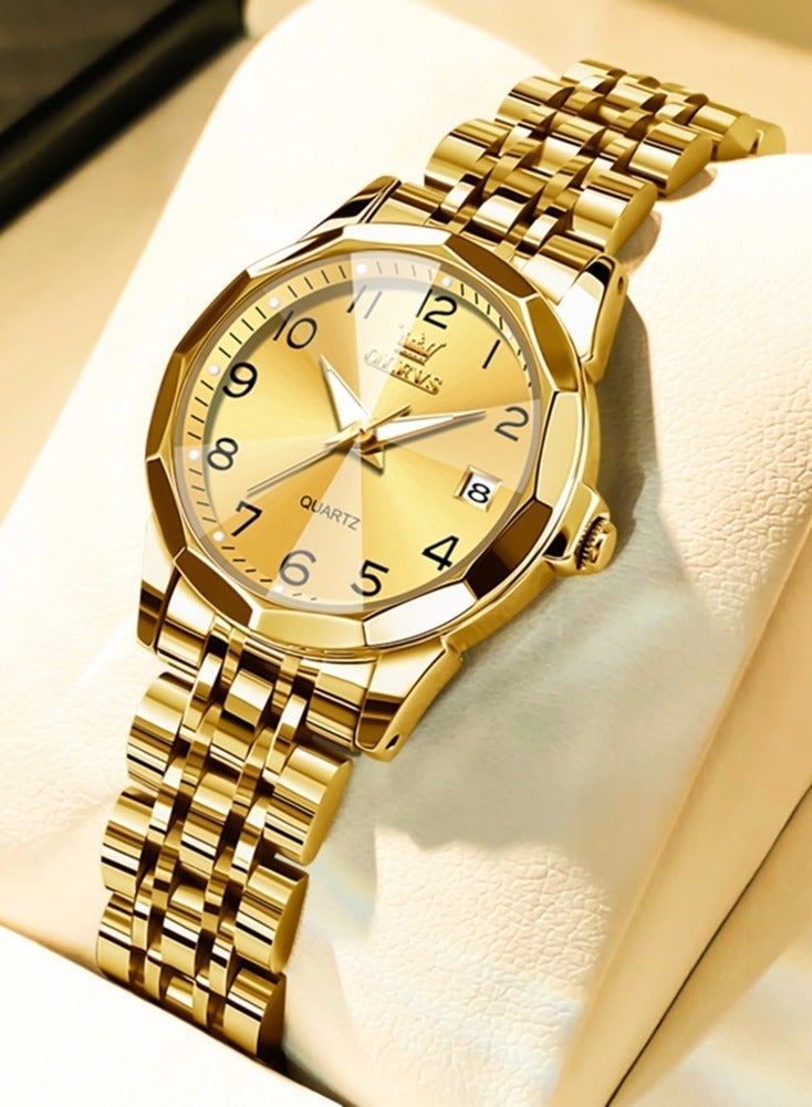 أوليفز ساعة كوارتز نسائية بمرآة ماسية الشكل، مينا بأرقام، مصنوعة من الفولاذ المقاوم للصدأ، مقاومة للماء، أنيقة وفاخرة، ساعة يد أصلية. - Image 2