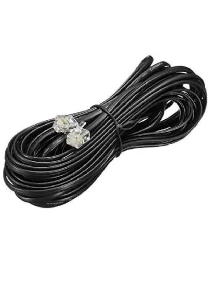 DKURVE Handmade Telephone Landline Extension Cord Cable Line Wire with Standard RJ-11 6P4C Plugs (Black, 50M) - Image 1