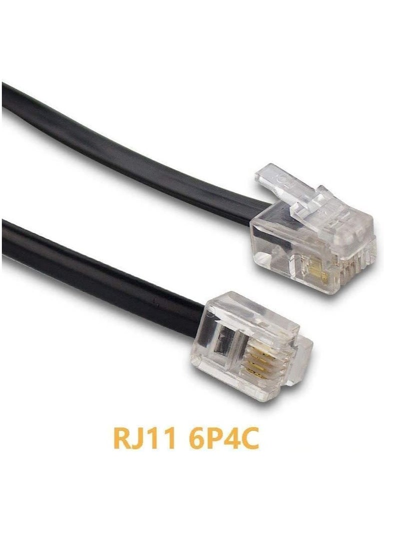DKURVE Handmade Telephone Landline Extension Cord Cable Line Wire with Standard RJ-11 6P4C Plugs (Black, 50M) - Image 2