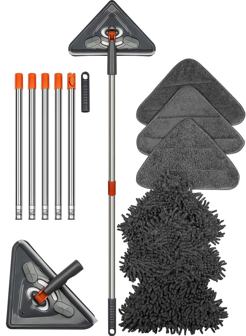 Delehehe Wall Cleaner Mop with 79 Inches Long Handle,6 Replacement Pads， 360° Wall Washer Cleaner Tool for Walls/Ceiling Fans/Dust/Baseboard/Floors Clean, Ceiling Cleaner Tool Duster with Squeegee - Image 1