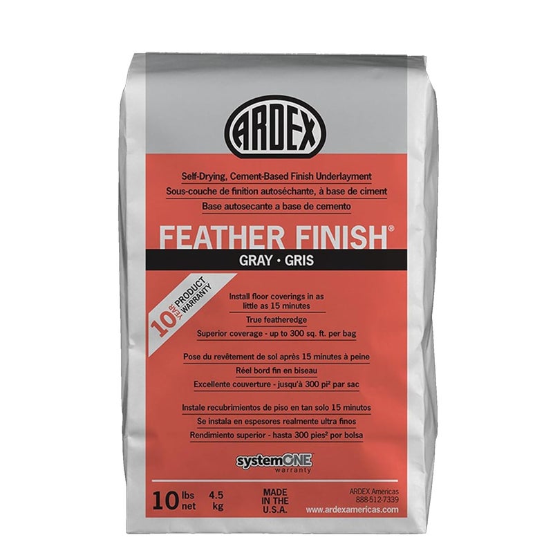 Ardex Feather Finish, Quick-Setting, Self-Drying, Cement-Based Flooring Underlayment for Smooth, Durable Floor Preparation Exceptional Bond Strength for Interior Use Gray Colored, 10 lbs - Image 1