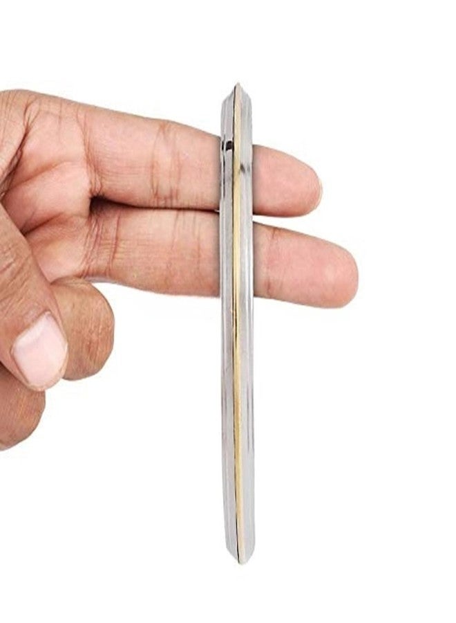 BISMAADH Sikh Punjabi Brass Line Kada Stainless Steel Bracelet For Men & Women 7mm Thickness, 6.1cm - Image 2