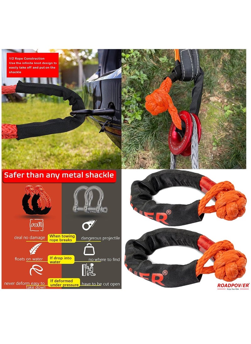 RoadPower - Soft Shackle Synthetic Soft Rope Shackles For Winch Outdoor Activity With Storage Bag 17600 Kg  Breaking Strength RP SS17 - Image 1
