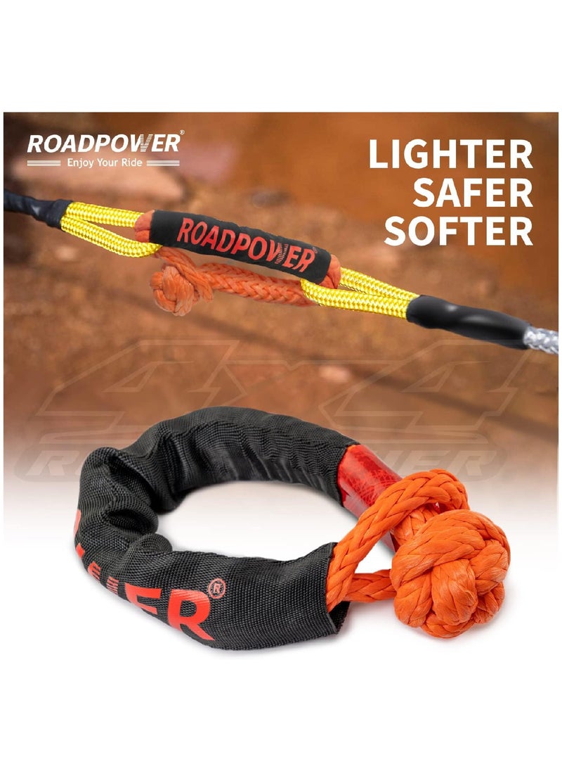 RoadPower - Soft Shackle Synthetic Soft Rope Shackles For Winch Outdoor Activity With Storage Bag 17600 Kg  Breaking Strength RP SS17 - Image 1