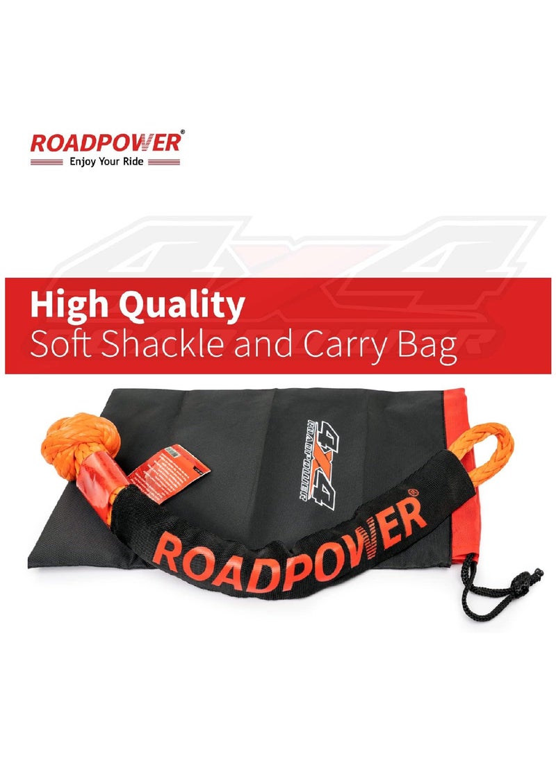 RoadPower - Soft Shackle Synthetic Soft Rope Shackles For Winch Outdoor Activity With Storage Bag 17600 Kg  Breaking Strength RP SS17 - Image 1
