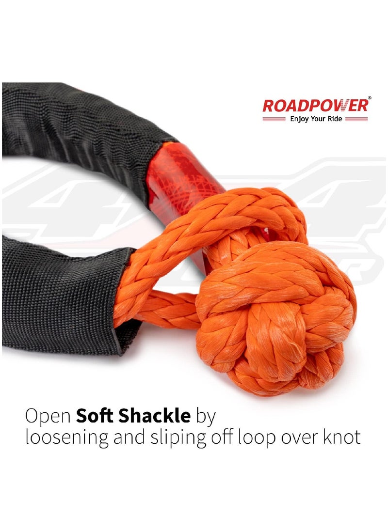 RoadPower - Soft Shackle Synthetic Soft Rope Shackles For Winch Outdoor Activity With Storage Bag 17600 Kg  Breaking Strength RP SS17 - Image 1