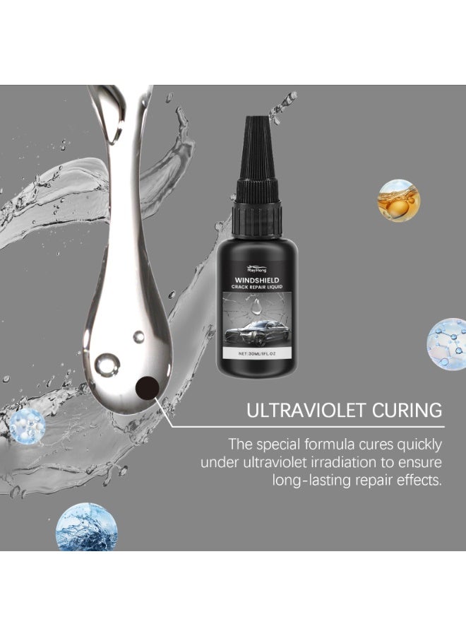 رايهونغ حزمة إصلاح الشقوق الزجاج الأمامي 30ml - DIY حزمة إصلاح الزجاج الأمامي, إصلاح رقاقة الزجاج الأمامي إصلاح الشقوق الزجاج الأمامي الراتنج الأشعة فوق البنفسجية العلاج السريع 5-10 دقيقة تعيد الوضوح, حزمة إصلاح الزجاج السيارات, حزمة إصلاح الزجاج السيارات - Image 2