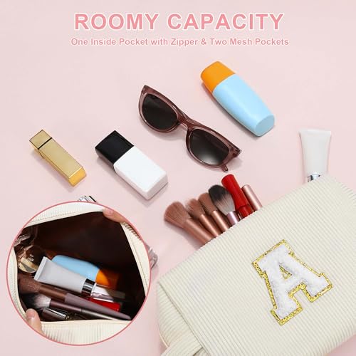 YOOLIFE Birthday Gifts for Women - Gifts for Mom Travel Makeup Bag Cute Blue Makeup Bag Make Up Bag Travel Toiletry Bag Girls Friend Birthday Gifts Bridesmaid Wedding Gift Ideas for Women Letter M - Image 3