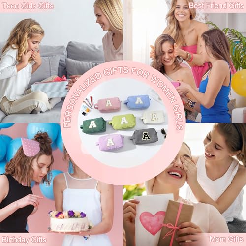 YOOLIFE Birthday Gifts for Women - Gifts for Mom Travel Makeup Bag Cute Blue Makeup Bag Make Up Bag Travel Toiletry Bag Girls Friend Birthday Gifts Bridesmaid Wedding Gift Ideas for Women Letter M - Image 5