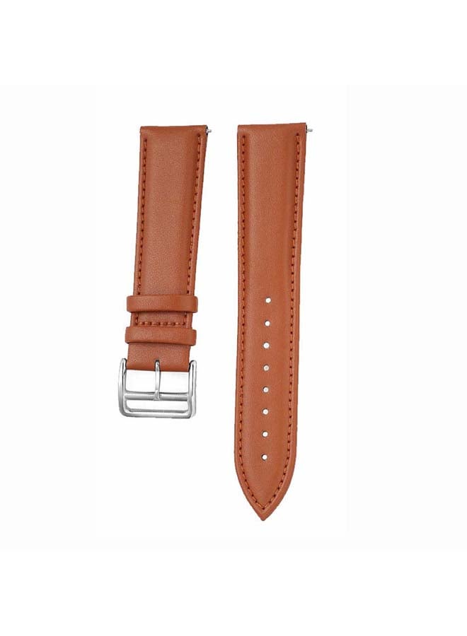 Perfii Genuine Leather Replacement Band for Samsung Galaxy Watch 3 45mm Brown - Image 2