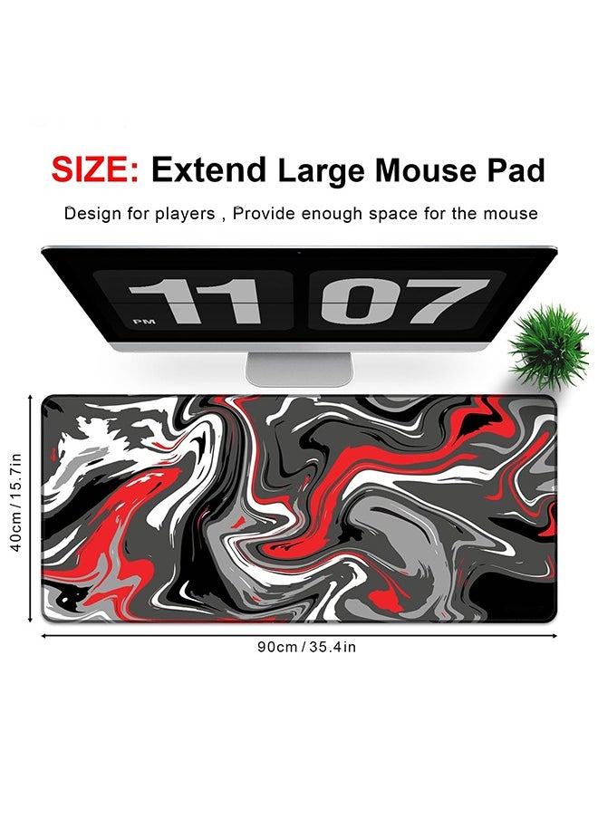 Miya Large Gaming Mouse Pad Anti-Skid Mouse pad Large Keyboard Mouse Pad Desk Mat with Stitched Edges (900x400mm Red&Black)  - Image 2