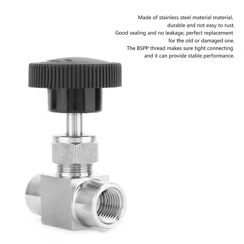 Generic Tyenaza Straight Needle Valve, 1/4 Inch, 304 Stainless Steel BSPP Female Thread High Pressure Needle Control Valve, for Water Gas Oil Fuel Transmission(1/4")  - Image 2