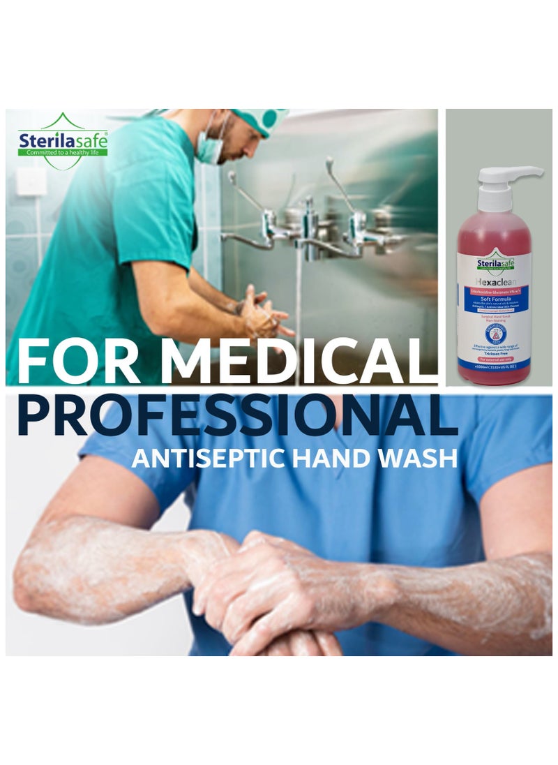Sterilasafe Sterilasafe HexaClean, Antiseptic, Antibacterial Skin Cleanser, Surgical Hand Scrub, Soft Formula, Chlorhexidine gluconate 4% with isopropyl Alcohol 4%, Liquid Soap,1000 ML  - Image 5