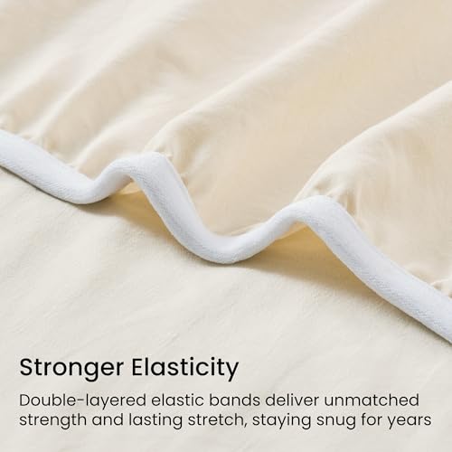 GOKOTTA 4-Pcs Queen Sheet Set, 16 Inch Deep Pocket Queen Sheets with Elastic Corner Straps, Brushed Microfiber Polyester - Hotel Luxury, Ultra Soft, Breathable, Anti-Rip, Wrinkle-Free - Beige - Image 3