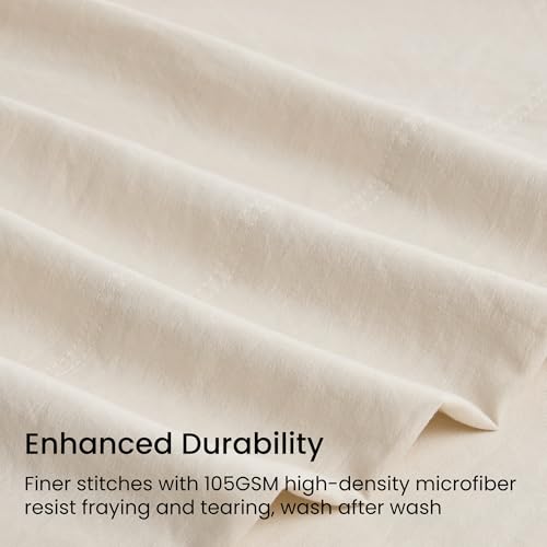 GOKOTTA 4-Pcs Queen Sheet Set, 16 Inch Deep Pocket Queen Sheets with Elastic Corner Straps, Brushed Microfiber Polyester - Hotel Luxury, Ultra Soft, Breathable, Anti-Rip, Wrinkle-Free - Beige - Image 4
