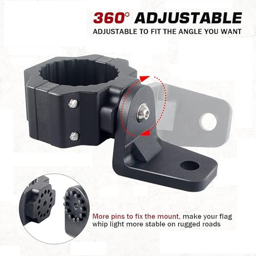Z8 2 PCS UTV Flag Mount/ UTV Whip Mount for 1.75" & 2" Roll Cage Compatible with Can Am X3 Polaris RZR 900 1000 XP Pro Turbo Can Am Maverick Commander SXS(Heavy Duty 360° Adjustable,Aluminum ) - Image 3
