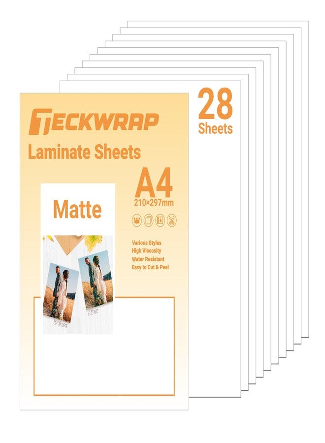 تيك راب أوراق تغليف TECKWRAP غير لامعة، أوراق تغليف شفافة، ورق لاصق للطابعات النافثة للحبر، أوراق تغليف شفافة لورق الفينيل اللاصق القابل للطباعة، ورق الصور، الملصقات، مقاس 8.26 بوصة × 11.69 بوصة (A4)، 28 ورقة، غير لامعة - Image 1