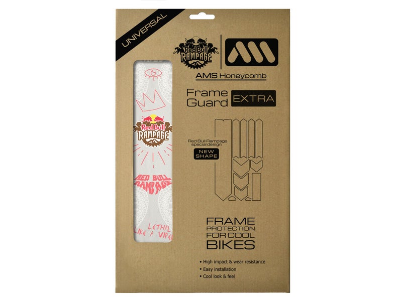 All Mountain Style Bike Frame Protector Extra Red Bull Ramapage Freeride - Universal Fit, 10-Piece Set for Down Tube, Chainstay, Cable Wear, High-Impact Honeycomb PVC - Image 1