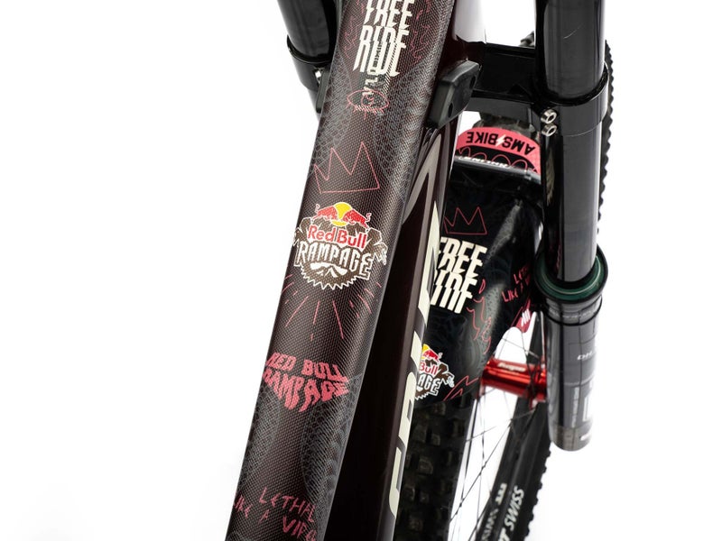 All Mountain Style Bike Frame Protector Extra Red Bull Ramapage Freeride - Universal Fit, 10-Piece Set for Down Tube, Chainstay, Cable Wear, High-Impact Honeycomb PVC - Image 4