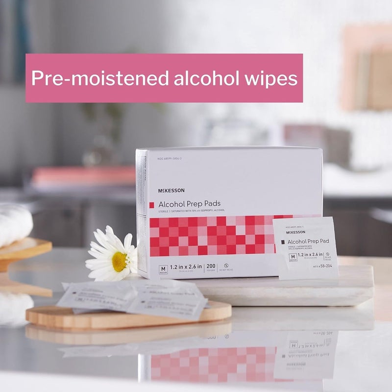 McKesson Alcohol Prep Pads 4000 Count  Sterile Individually Wrapped Wipes 70 Isopropyl Alcohol Medium Size 2Ply Medical Grade First Aid 20 Boxes - Image 4
