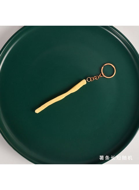 Realistic Fast Food Model KeychainsPrimary color single French fries (Golden keychain) Primary color single French fries (Golden keychain)