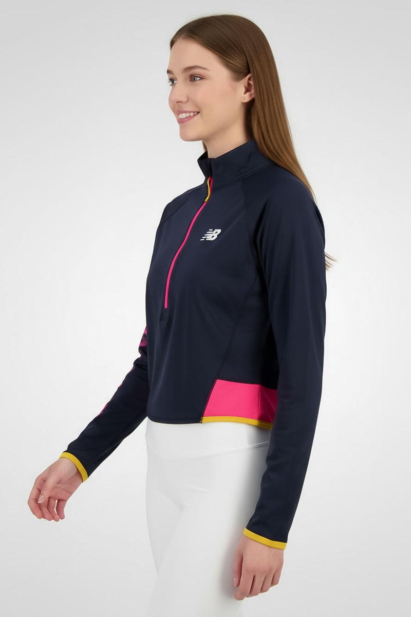 New Balance Women Sportswear Fit Long Sleeve Training Half Zip Top, Dark Navy - Image 3